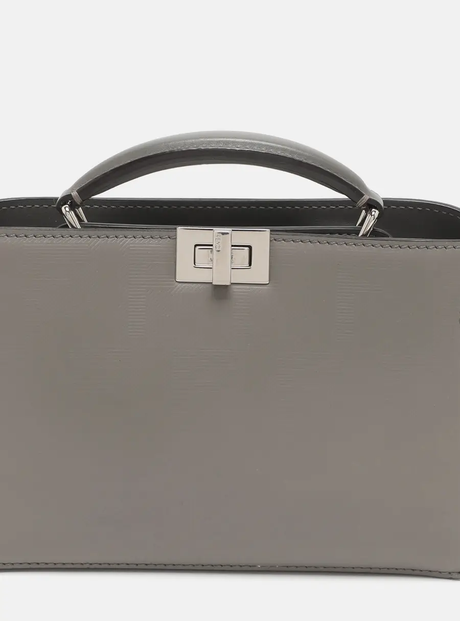 Fendi Peekaboo Iseeu X-Cross Small Grey Zucca Embossed Leather Bag