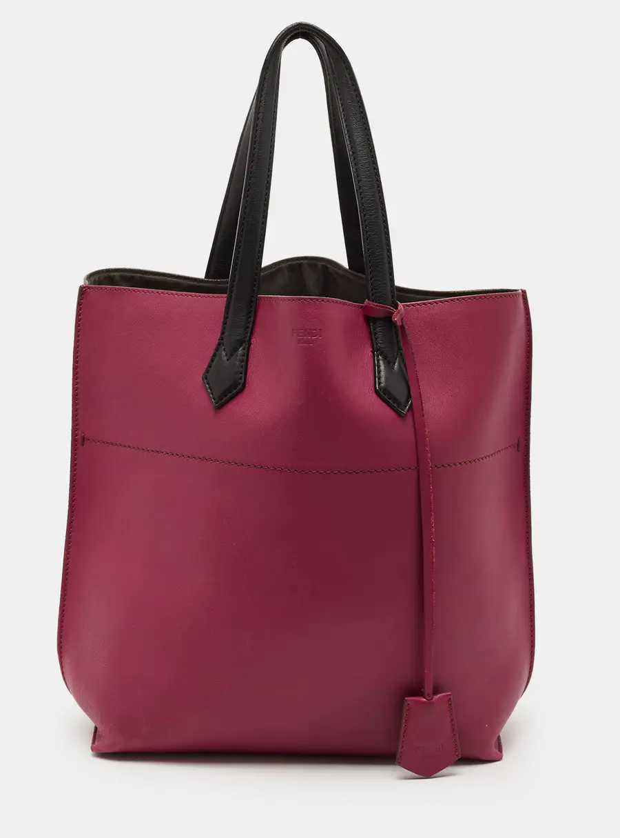Fendi All in Fuchsia/Black Leather Shopping Tote