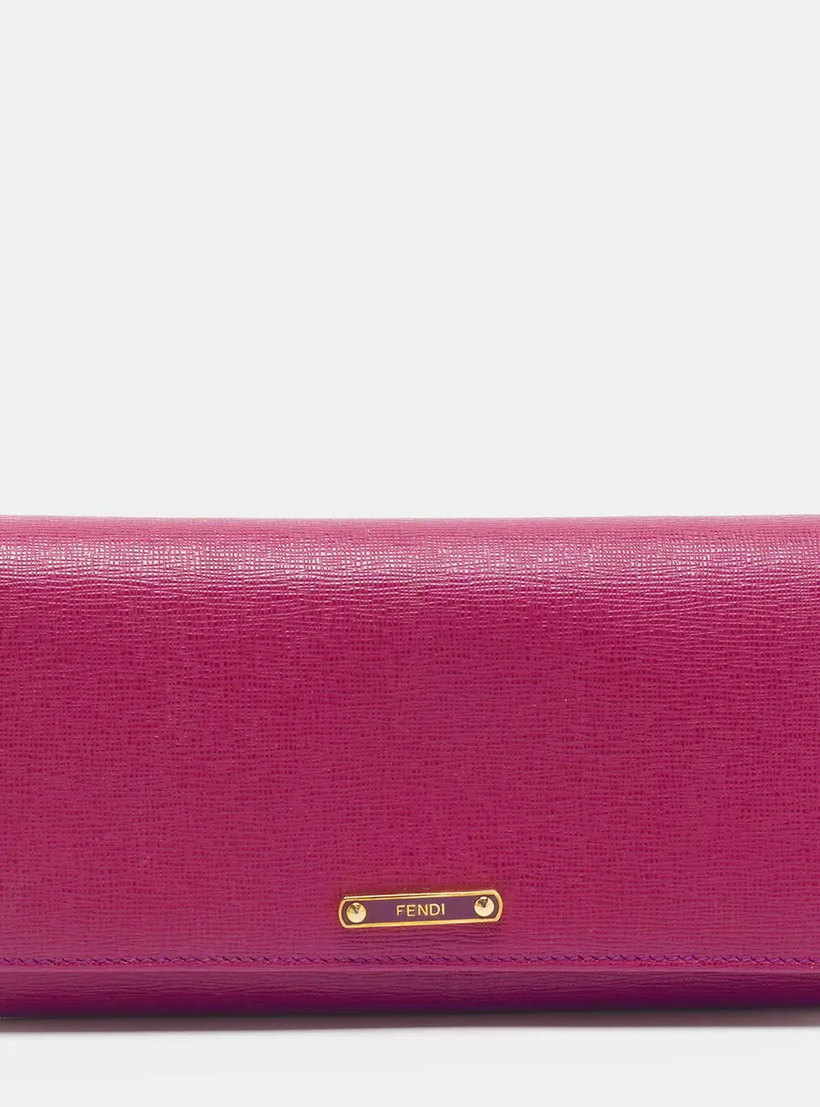 Fendi Fuchsia Leather Flap Continental Wallet