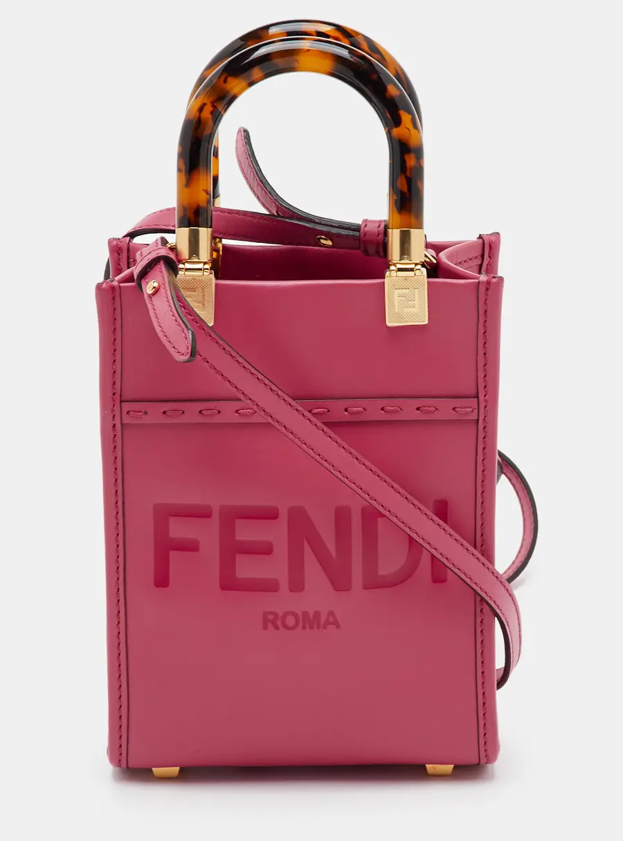Fendi Sunshine Mini Pink Leather Shopper Tote