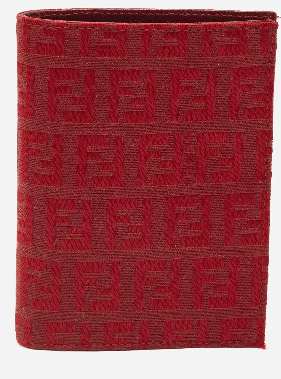 Fendi Red Zucchino Canvas Bifold Wallet