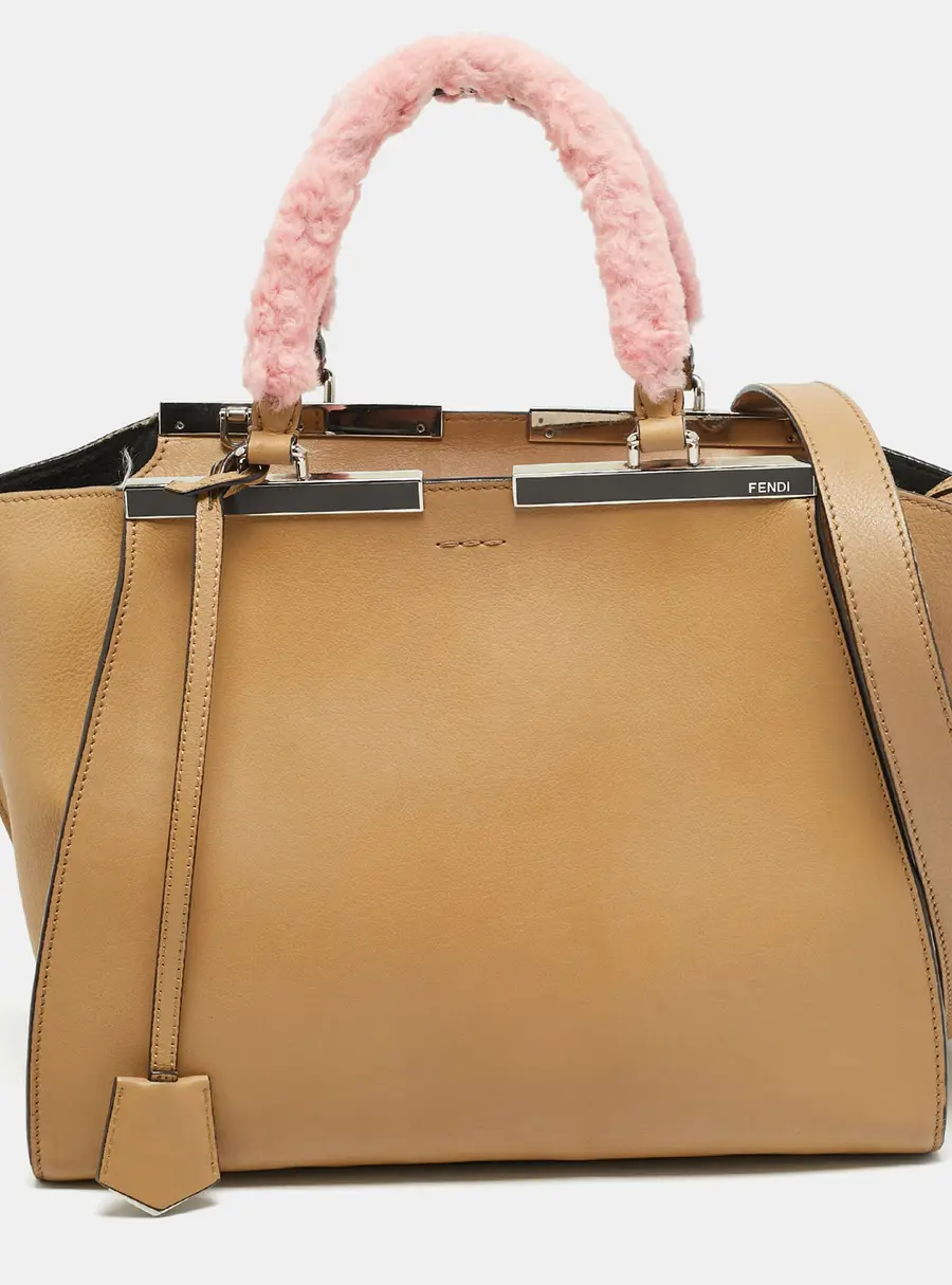 Fendi 3Jours Medium Leather and Shearling Tote