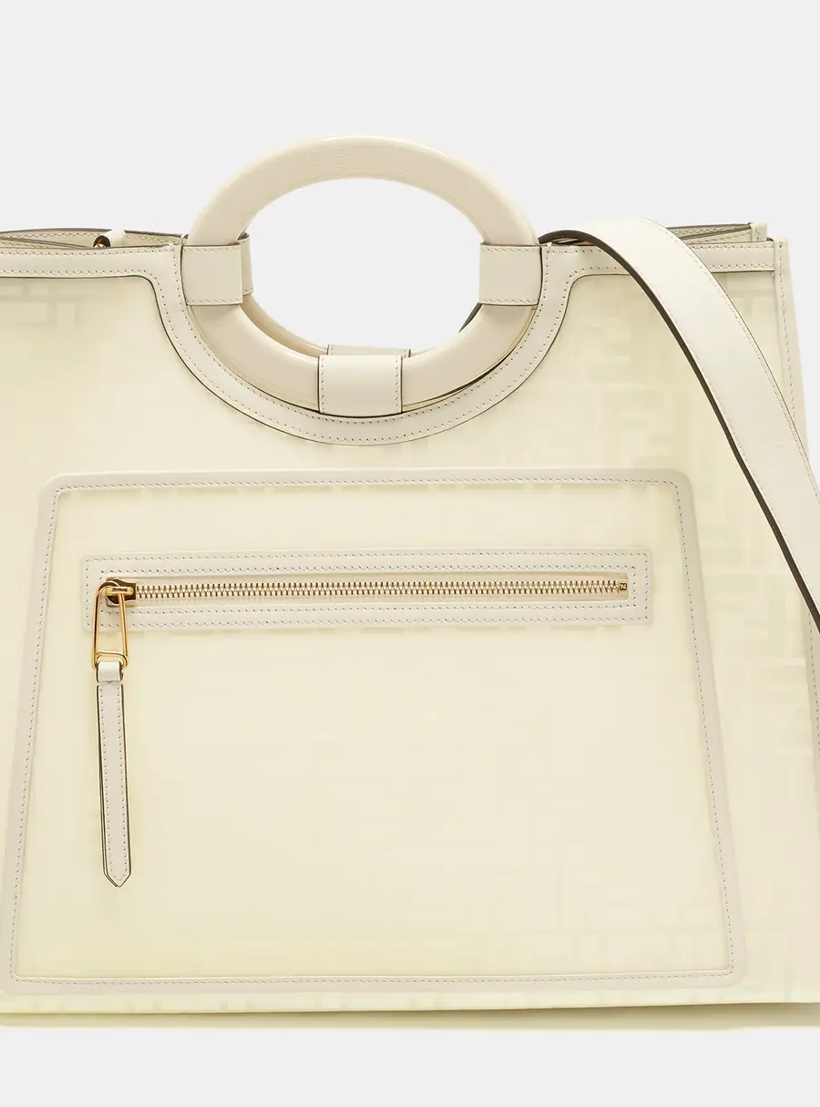 Fendi Runaway White FF PVC Shopper Tote