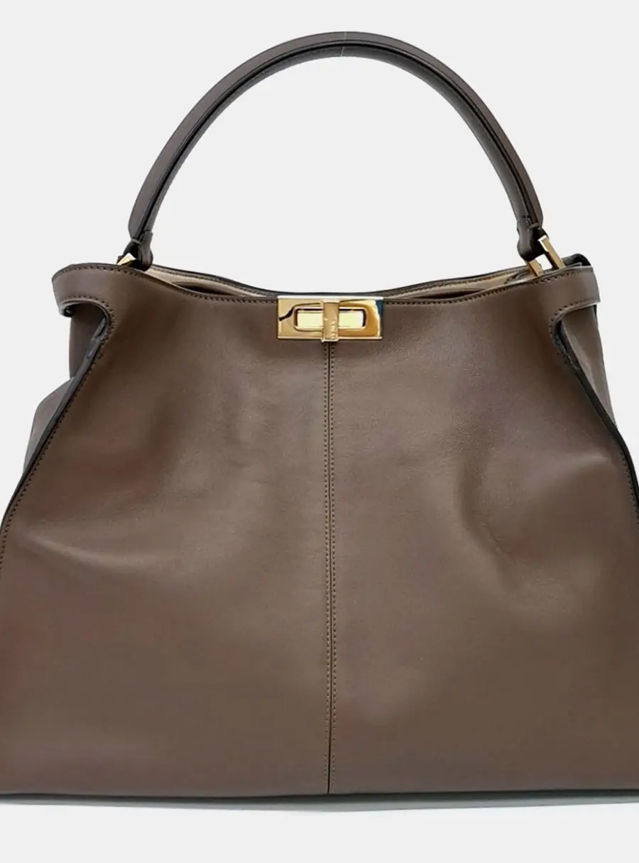 Fendi Peekaboo X-Lite Large Brown Leather Shoulder Bag