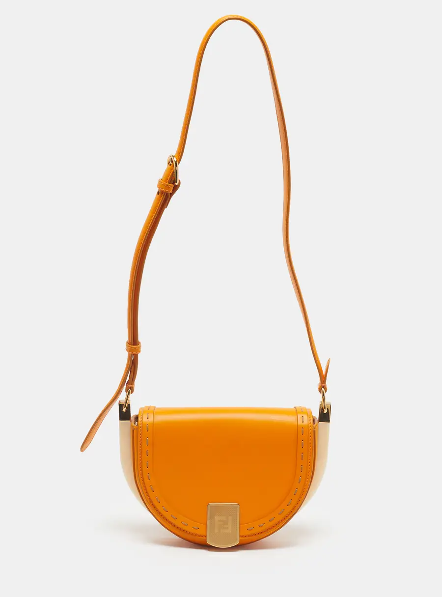 Fendi Moonlight Orange/White Leather Crossbody Bag