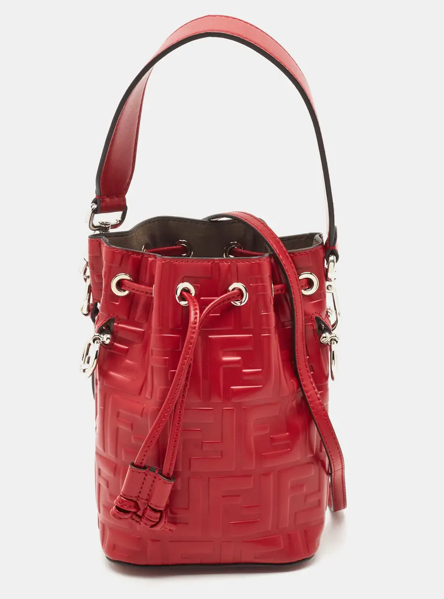 Fendi Mon Tresor Mini Red FF Leather Bucket Bag