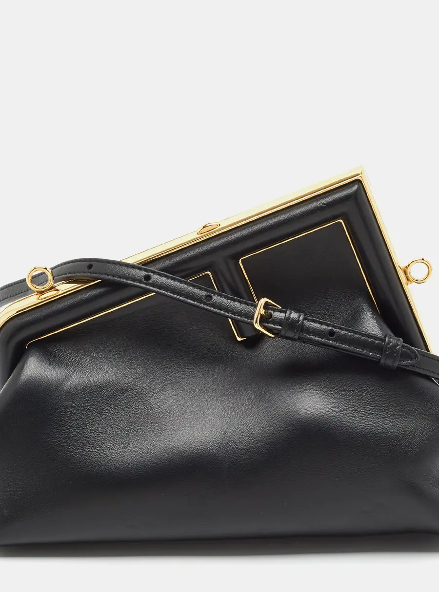 Fendi First Small Black Leather Clutch Bag