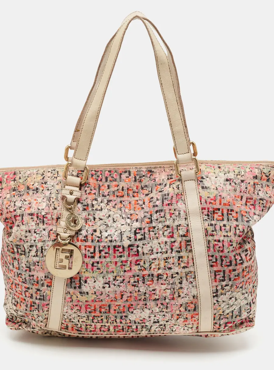 Fendi Superstar Multicolor Zucchino Floral Canvas Shopping Tote