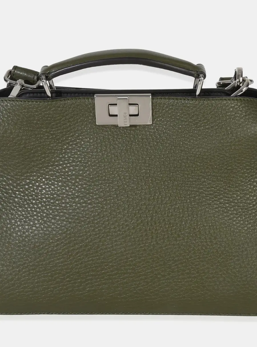 Fendi Olive Calfskin Leather Mini Peekaboo ISeeU Bag