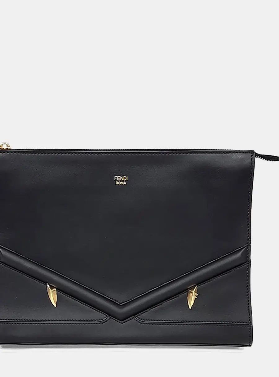 Fendi 7VA433 Black Leather Clutch Bag