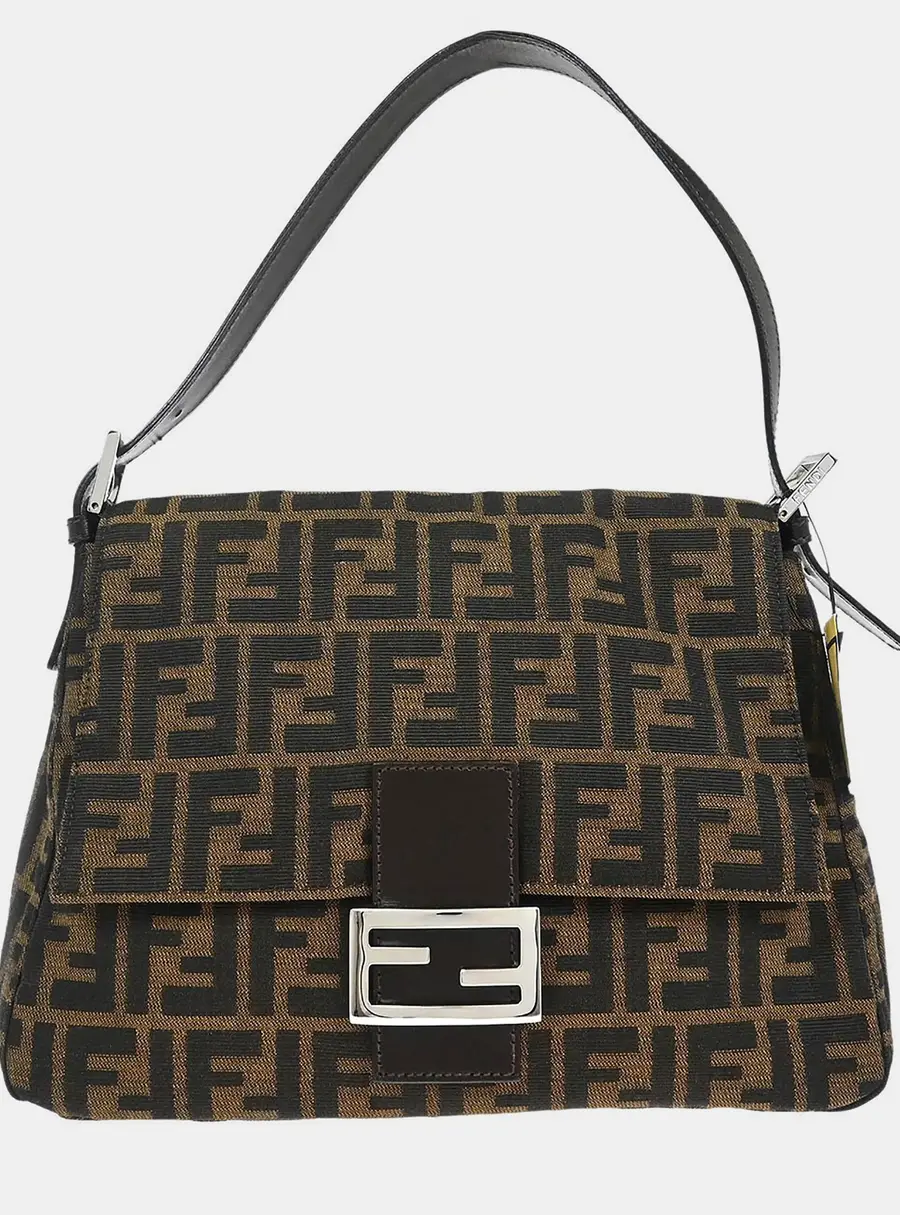 Fendi Brown Canvas Zucca Mamma Baguette Handbag