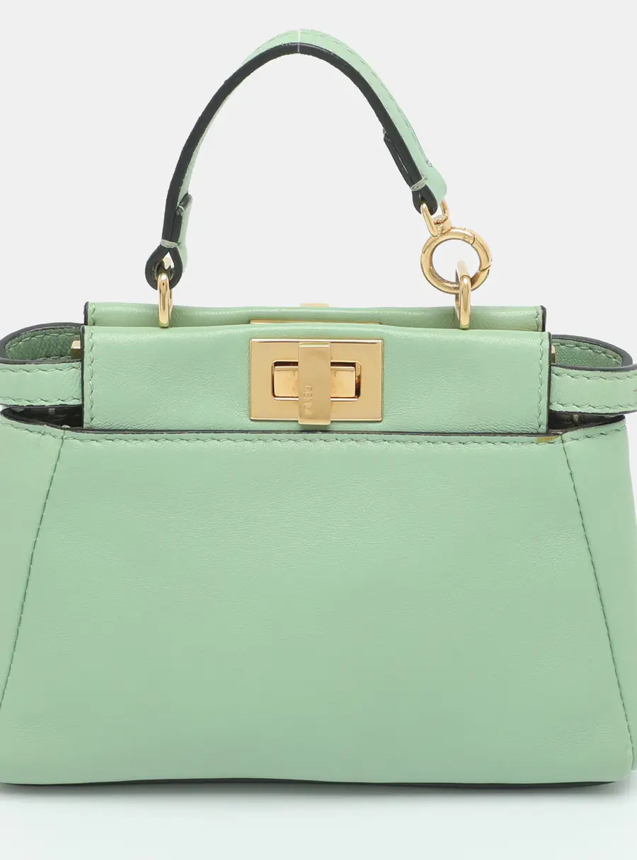 Fendi Peekaboo Micro Green Leather Crossbody Bag