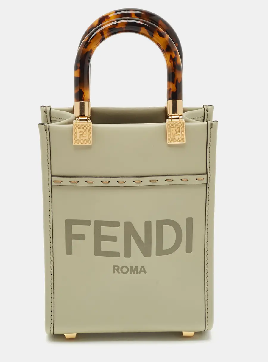 Fendi Sunshine Mini Light Green Leather Tote