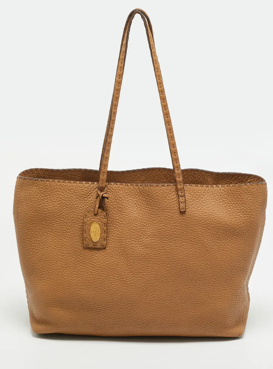 Fendi Roll Tan Selleria Leather Shopper Tote