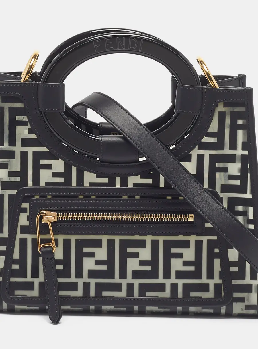 Fendi Runaway Small Black/Transparent FF PVC and Leather Tote