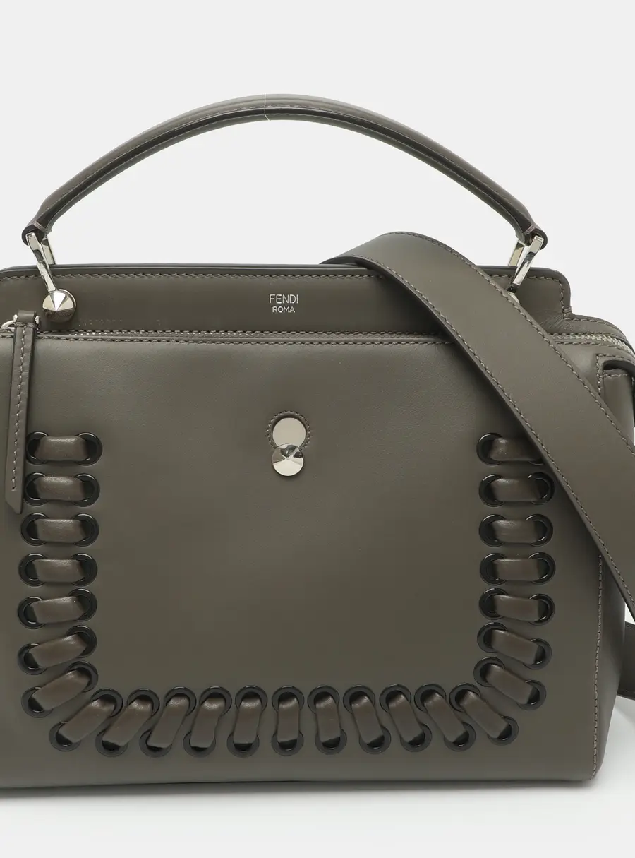Fendi Dotcom Grey Leather Top Handle Bag