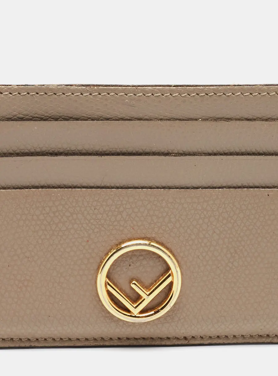 Fendi F is Fendi Beige Leather Card Holder