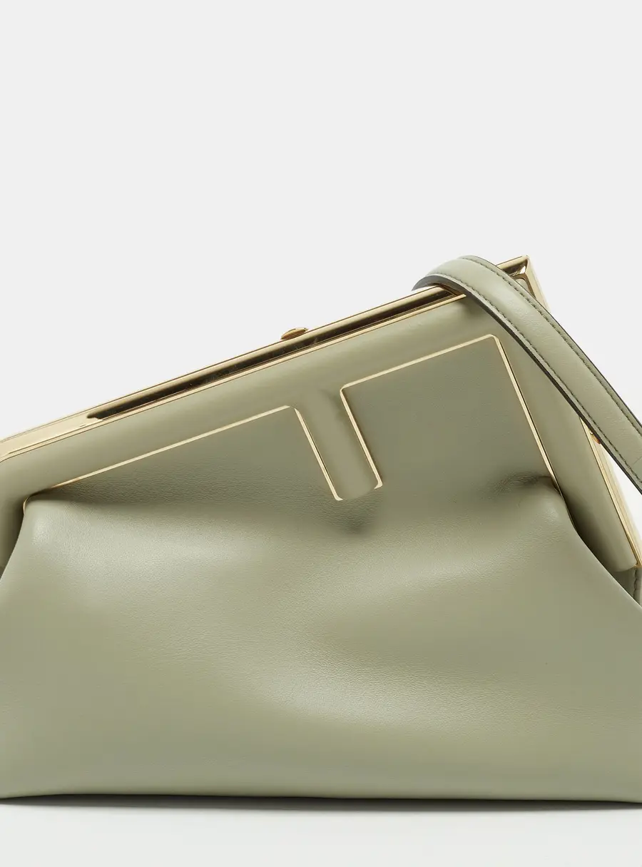 Fendi First Midi Light Green Leather Shoulder Bag