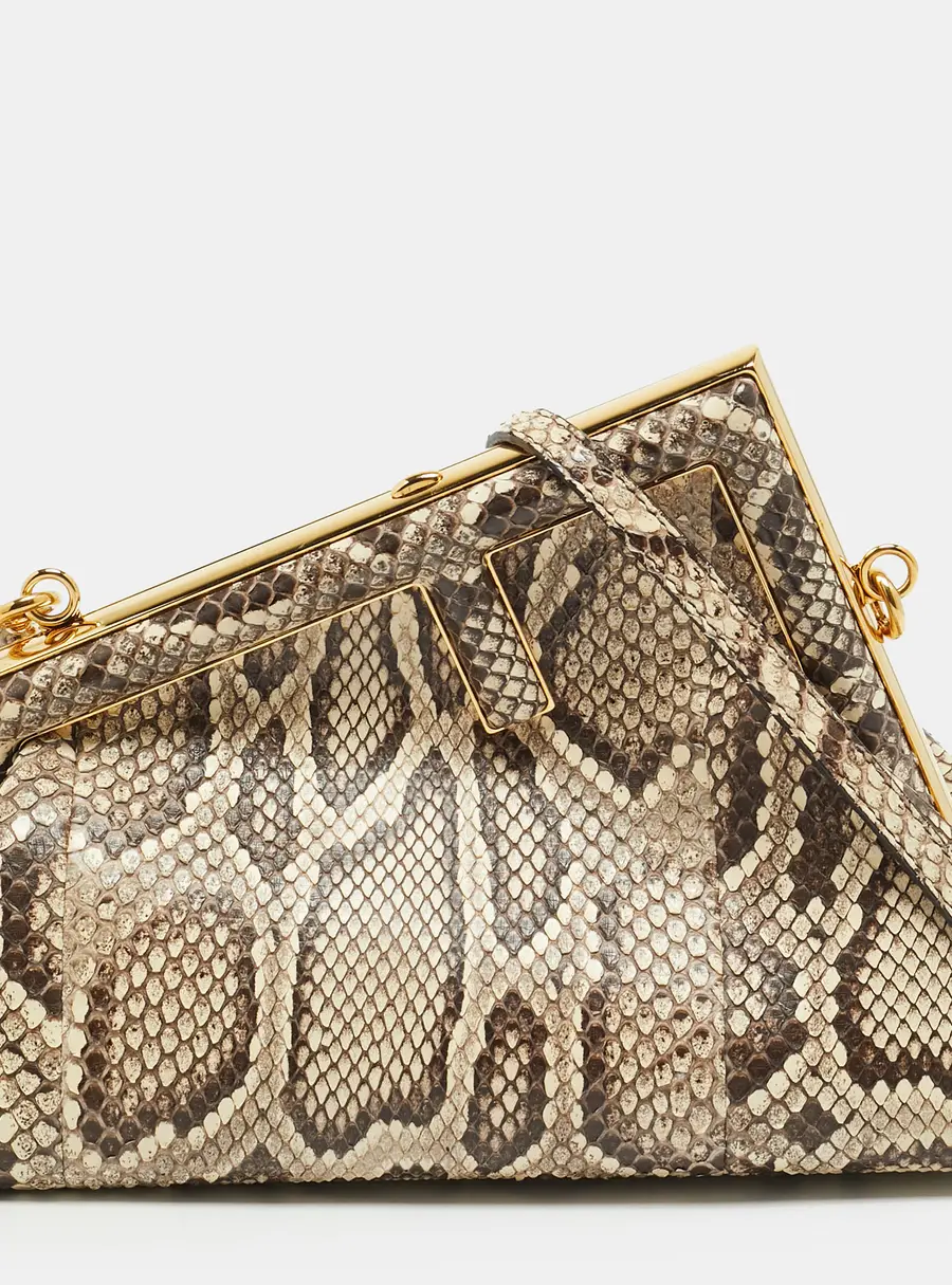 Fendi Fendi First Small Brown/Cream Snakeskin Clutch