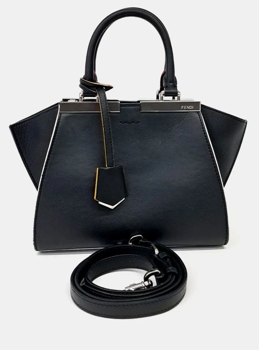 Fendi By The Way Mini Black Calfskin Leather Top Handle Bag