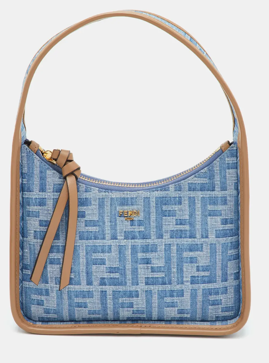 Fendi Fendessence Mini Blue/Brown Denim and Leather Hobo