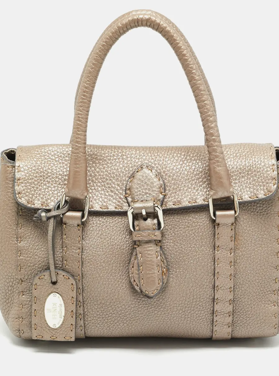Fendi Linda Grey Leather Tote