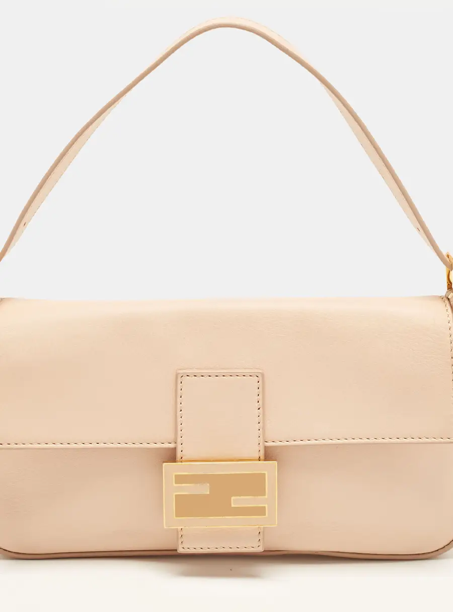 Fendi Baguette Nude Leather Shoulder Bag