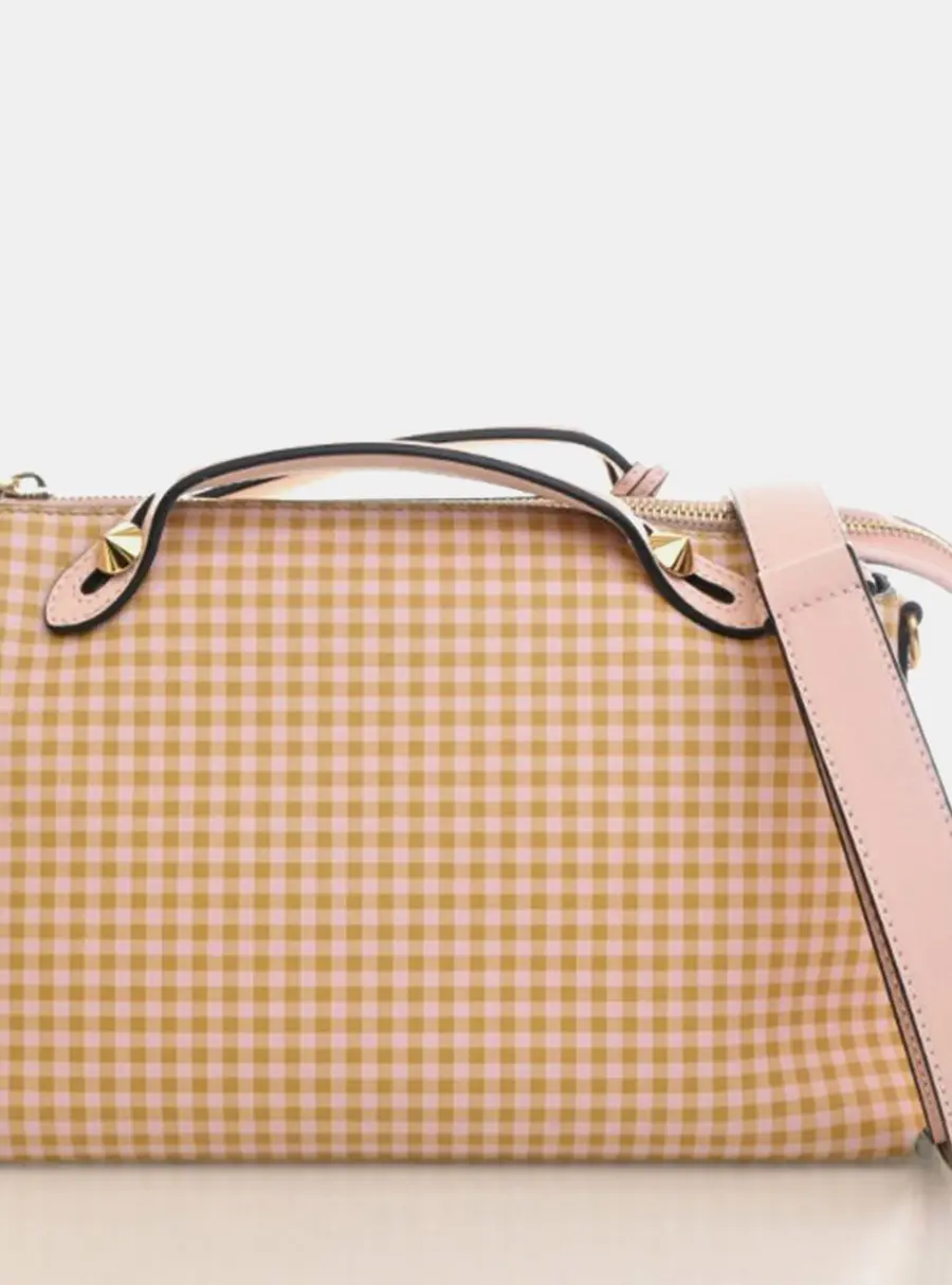 Fendi By The Way Medium Pink Printed Leather Boston Bag