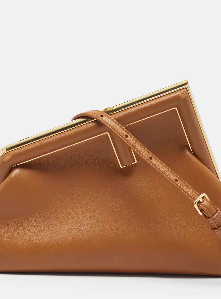 Fendi First Small Brown Leather Clutch