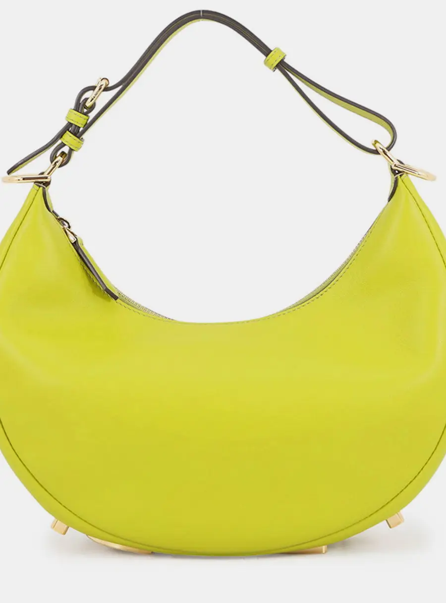 Fendi Graphy Small Lime Green Leather Hobo Bag