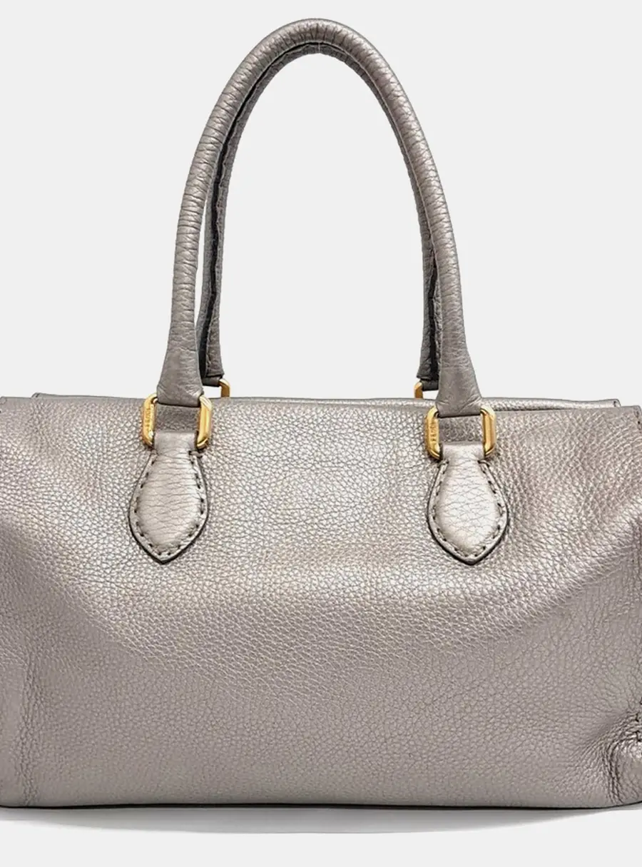 Fendi Grey Leather Fendi Selleria tote bag