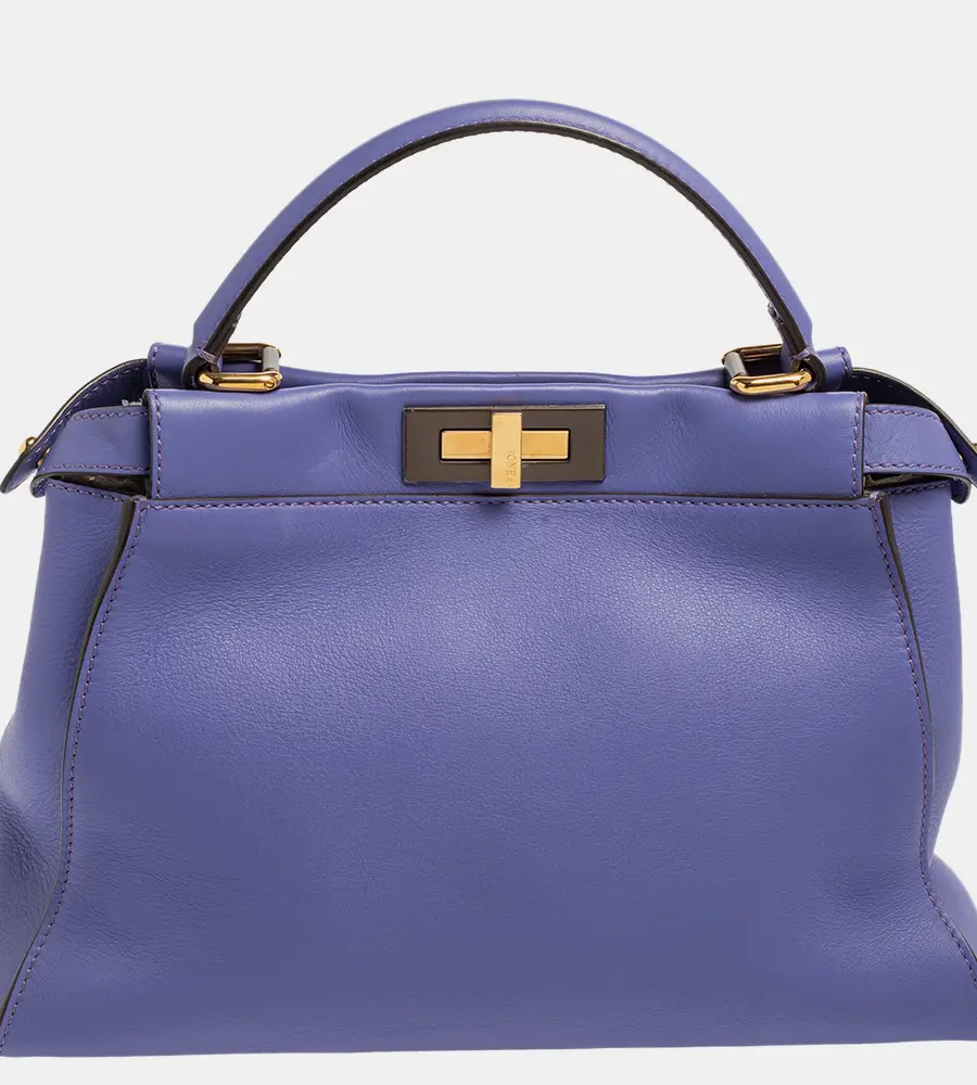 Fendi Purple Leather Medium Peekaboo Top Handle Bag