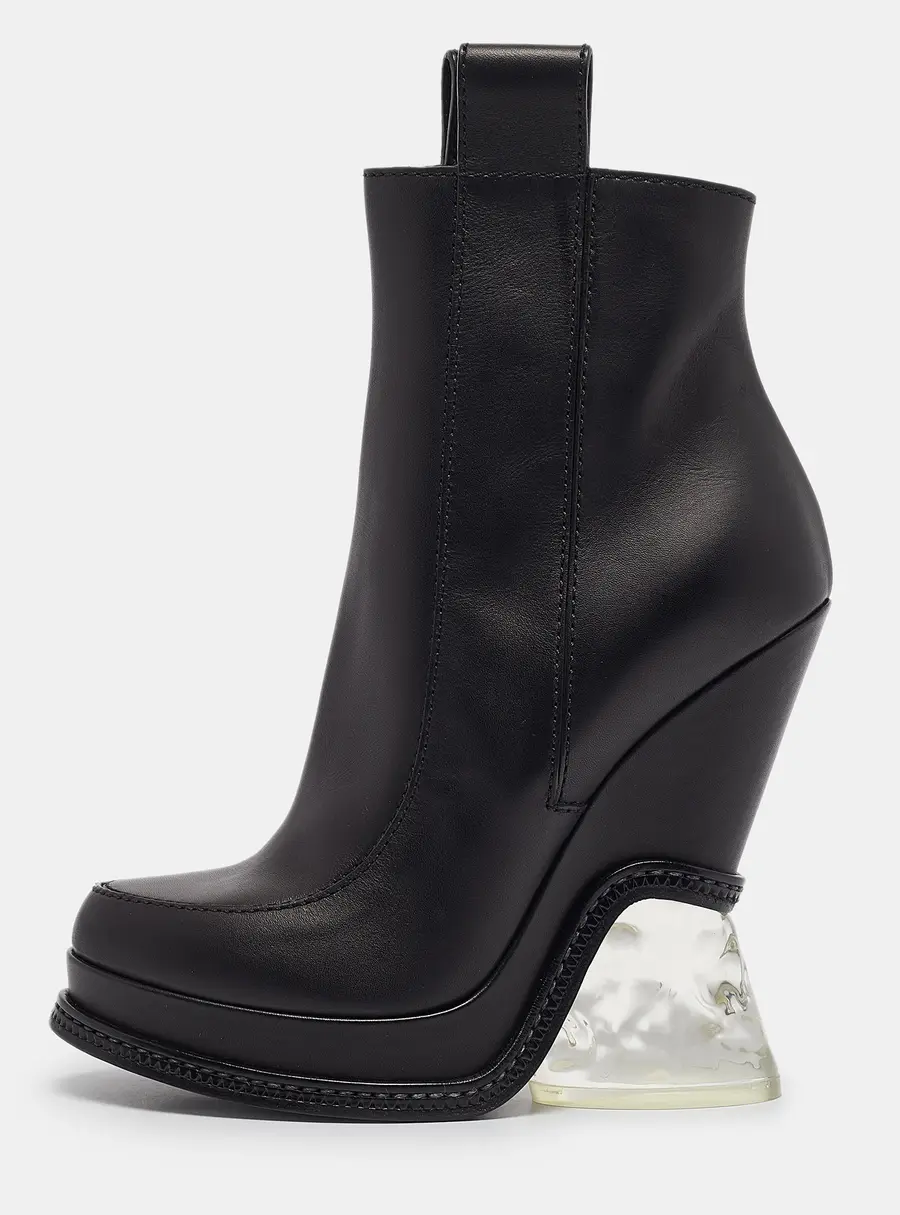 Fendi Black Leather Zip Up Ankle Length Boots Size 36