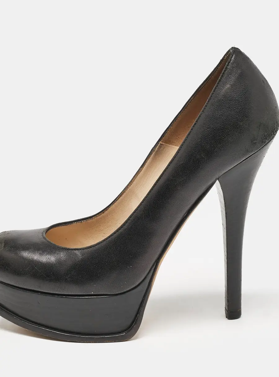 Fendi Black Leather Fendista Platform Pumps Size 38