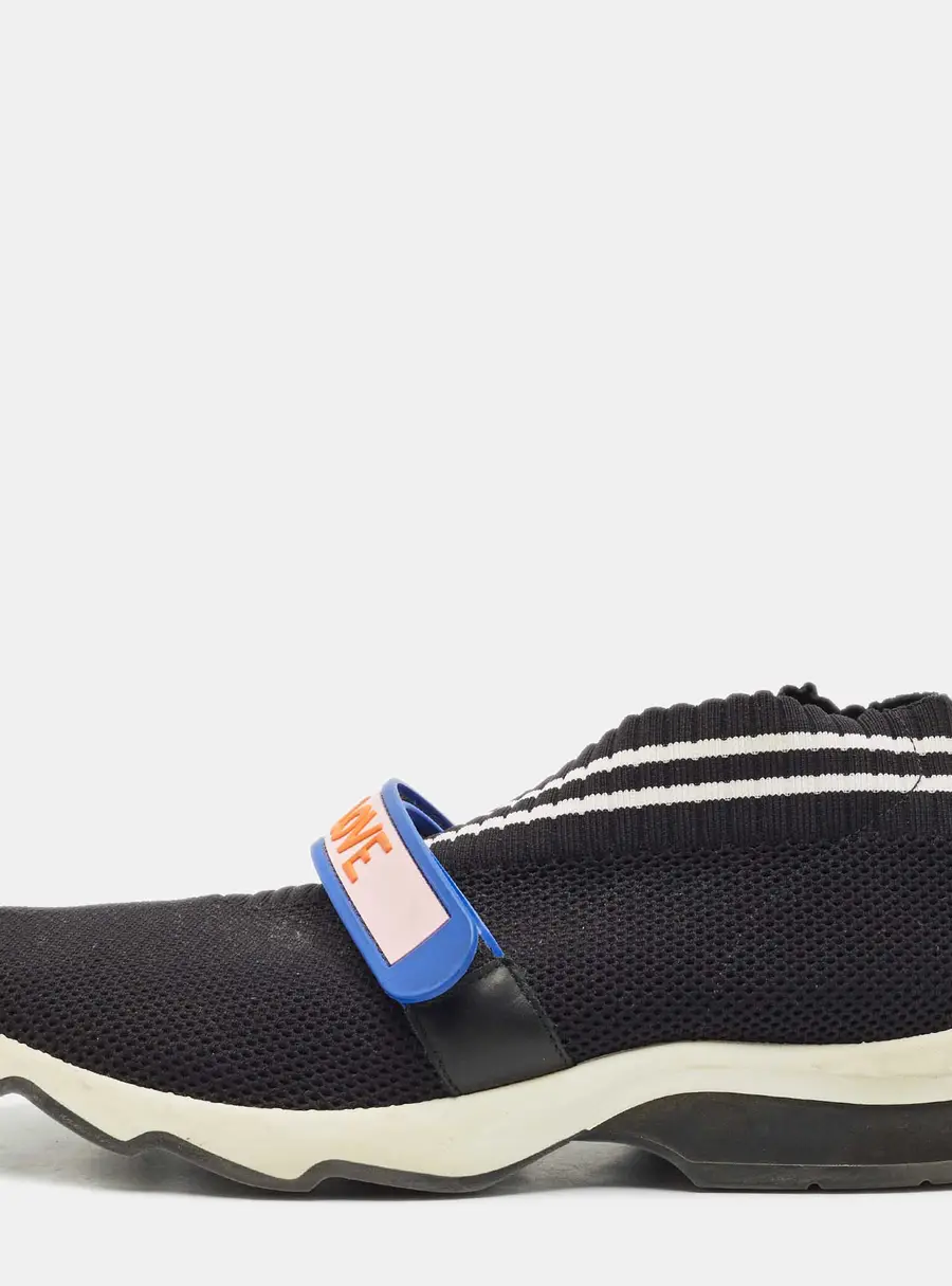Fendi Black Knit Fabric Rockoko Low Top Sneakers Size 38