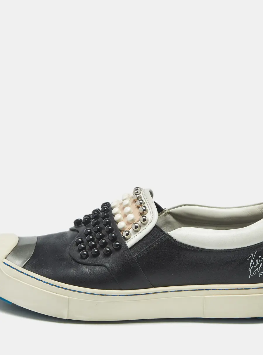 Fendi Multicolor Leather Studded Karlito Slip On Sneakers Size 39