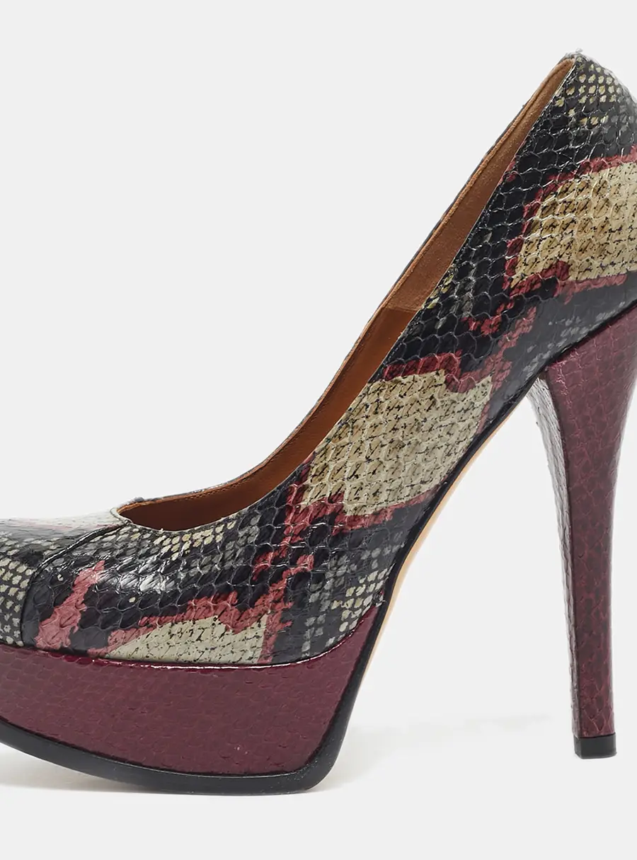 Fendi Fendista Size 39.5 Multicolor Python Leather Platform Pumps