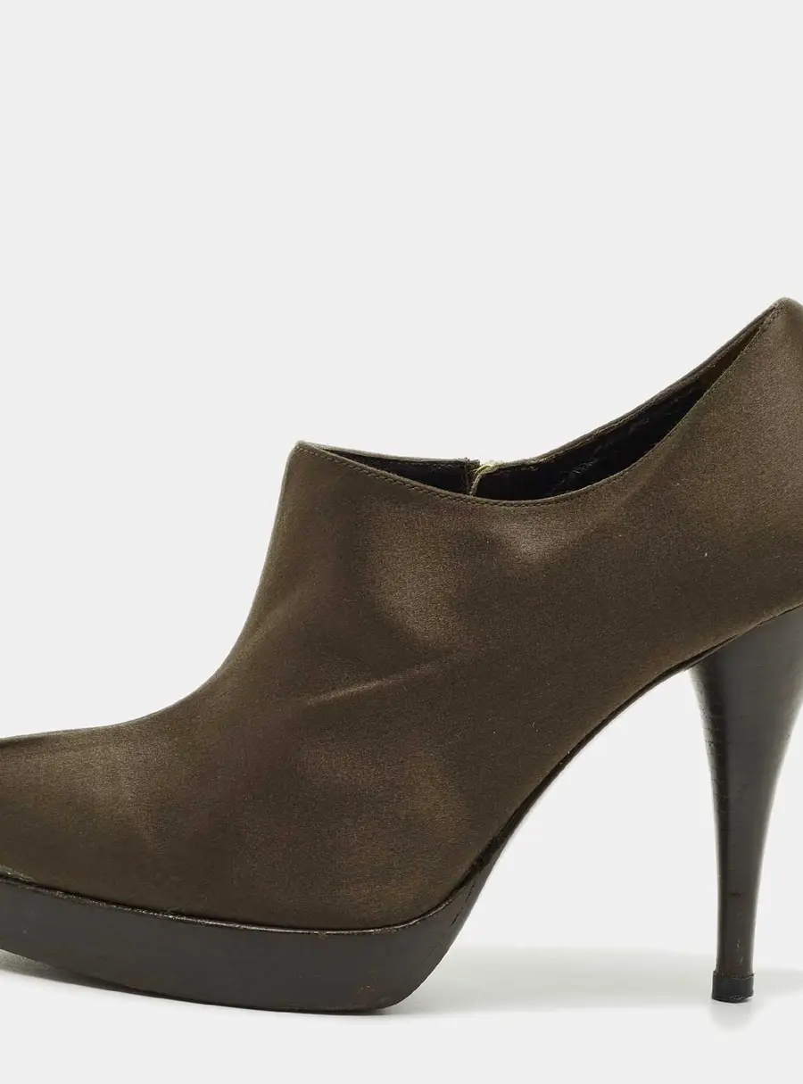 Fendi Brown Satin Ankle Booties Size 36