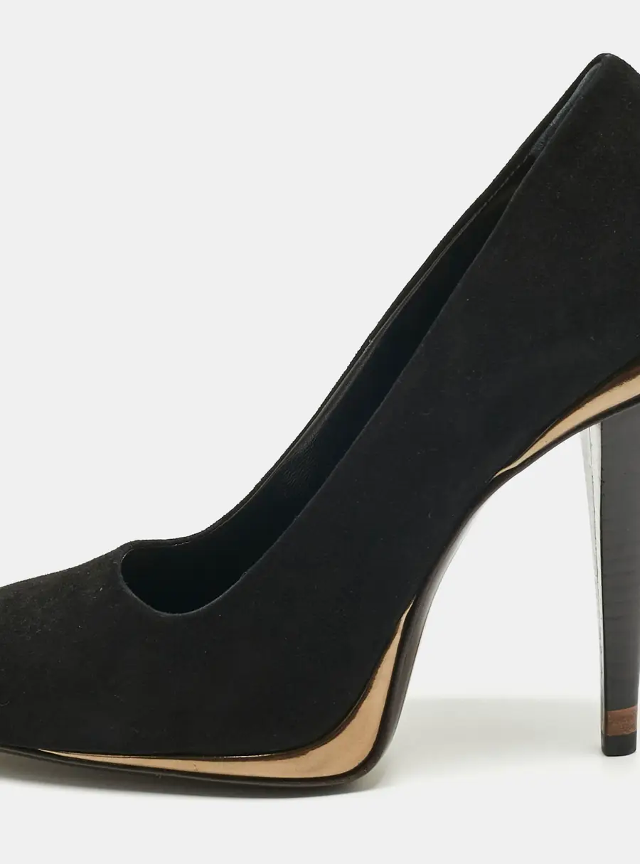 Fendi Black Suede Round Toe Pumps Size 40