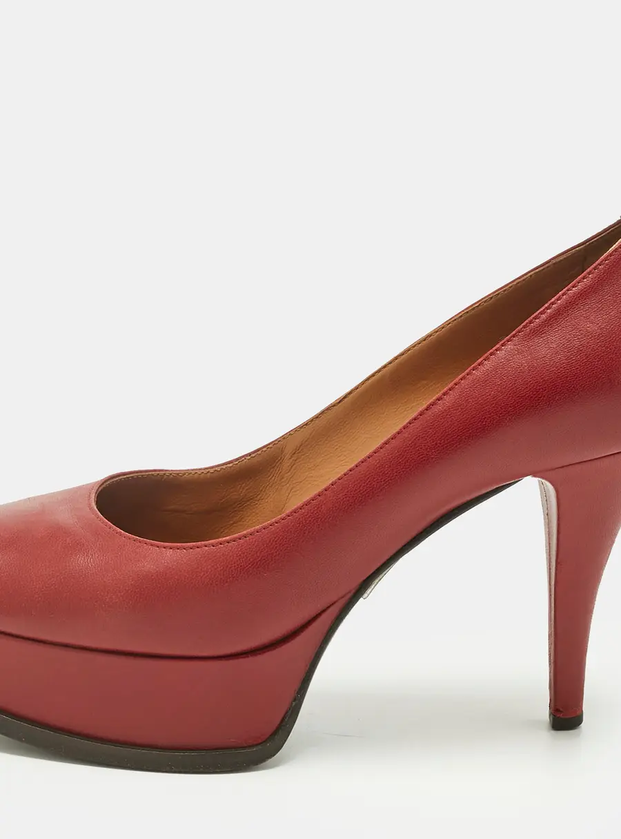 Fendi Red Leather Fendista Platform Pumps Size 37.5