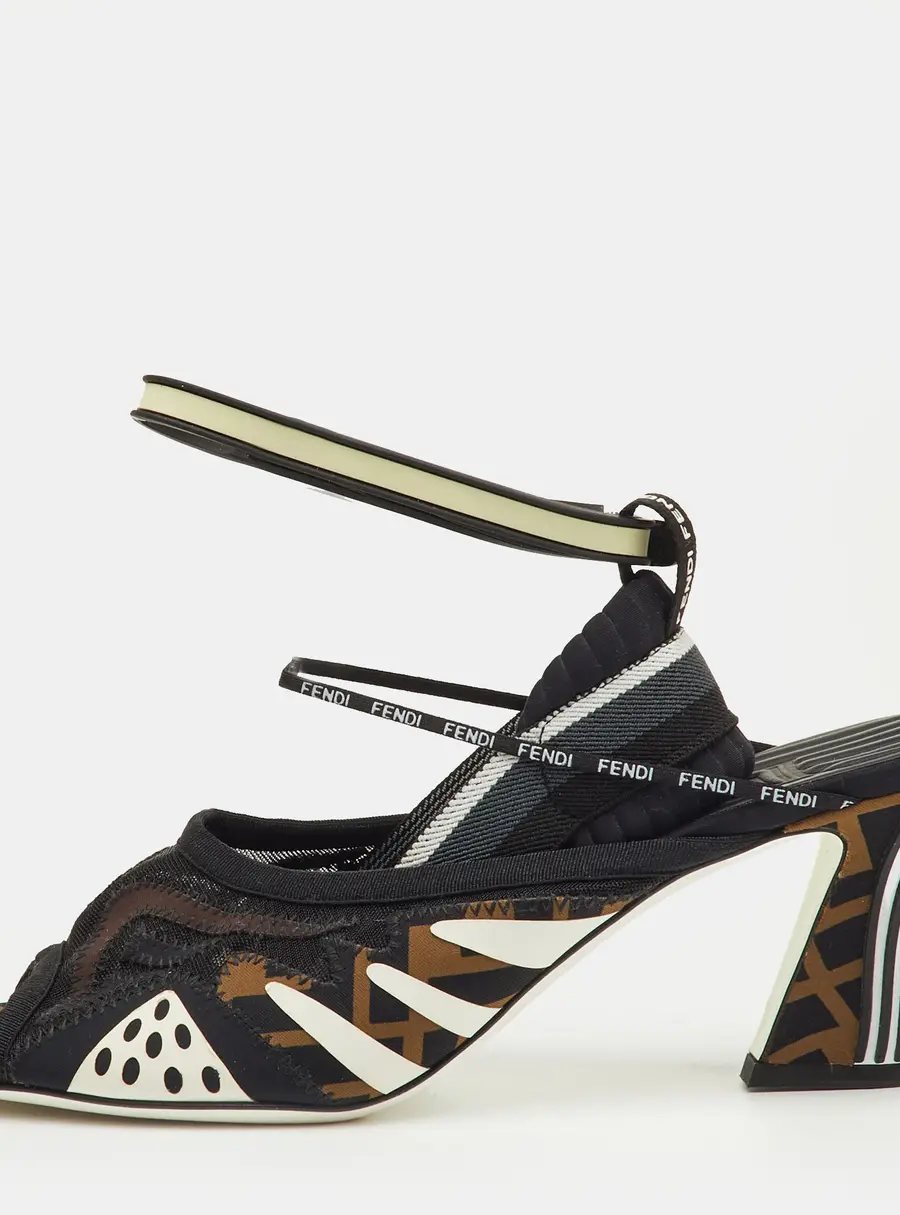 Fendi Multicolor Neoprene and Technical Mesh Patchwork FFreedom Sandals Size 40