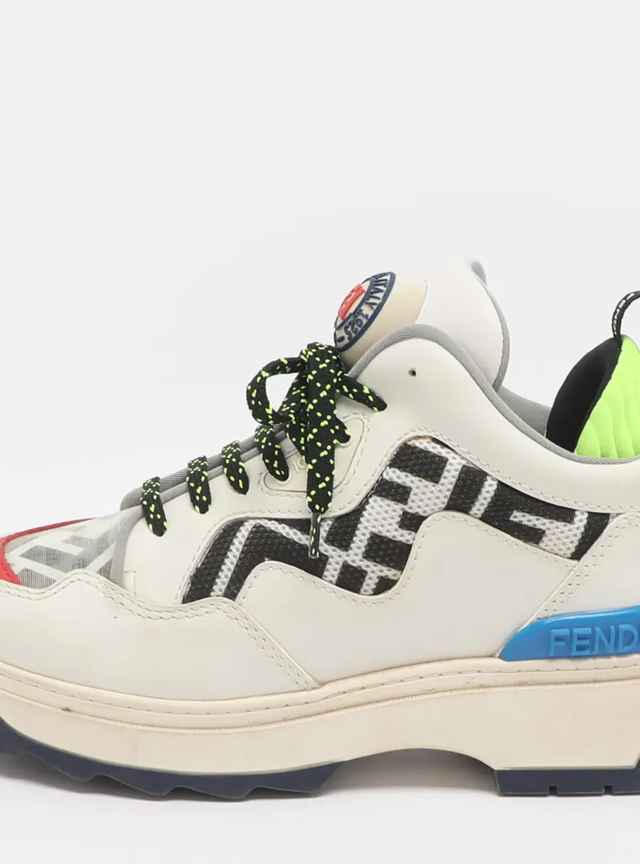 Fendi Size 36 White Leather, Mesh and PVC Low Top Sneakers