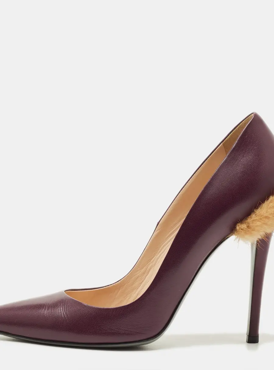 Fendi Size 40 Purple Leather and Mink Fur Pumps