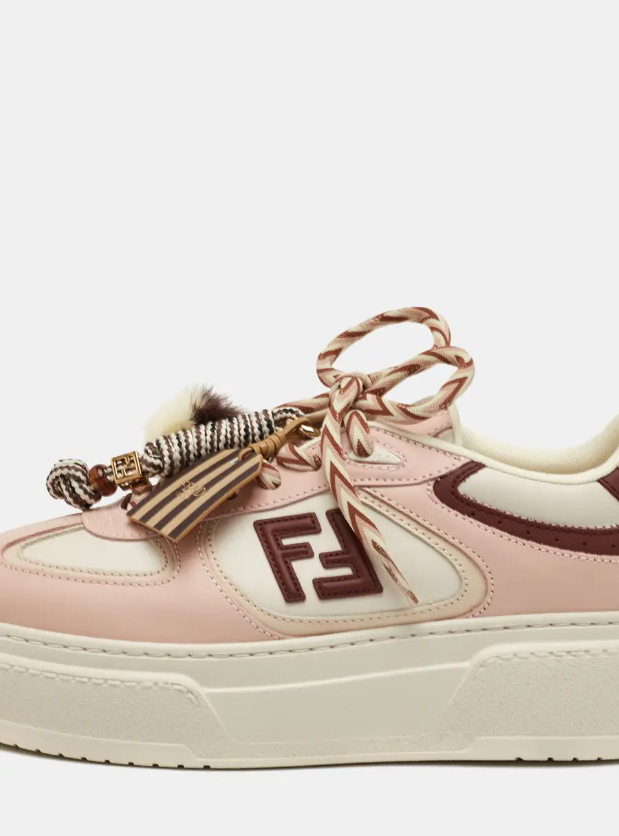 Fendi Match Charm Size 38 Multicolor Leather Platform Low Top Sneakers