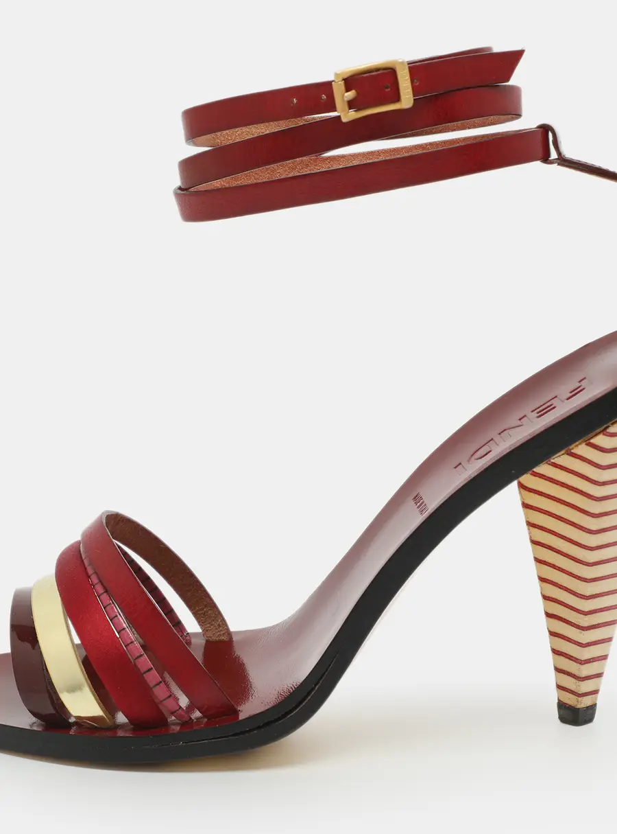 Fendi Size 36 Multicolor Patent Leather and Satin Ankle Strap Sandals