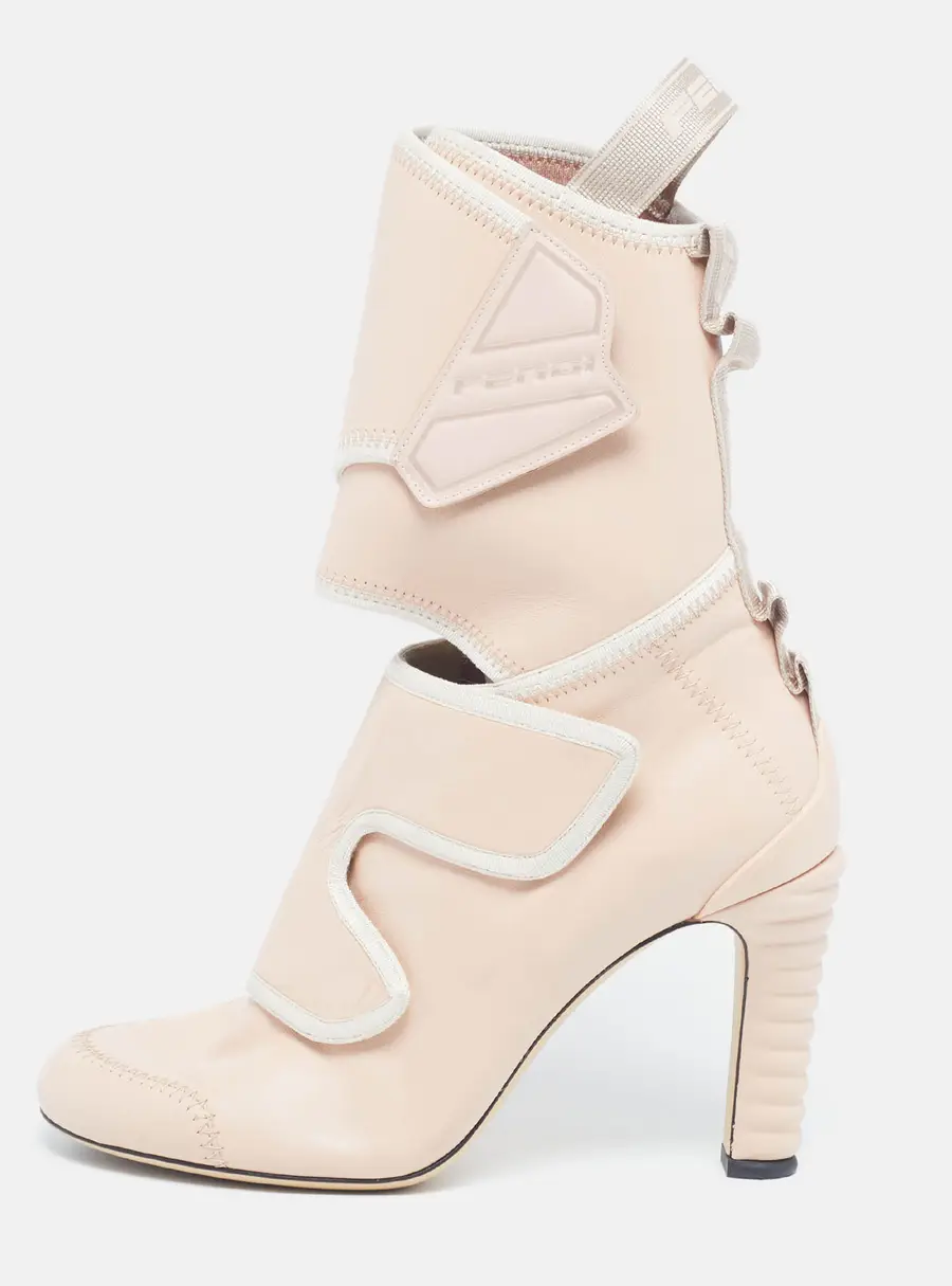 Fendi Size 37 Pink Leather Ankle Length Boots