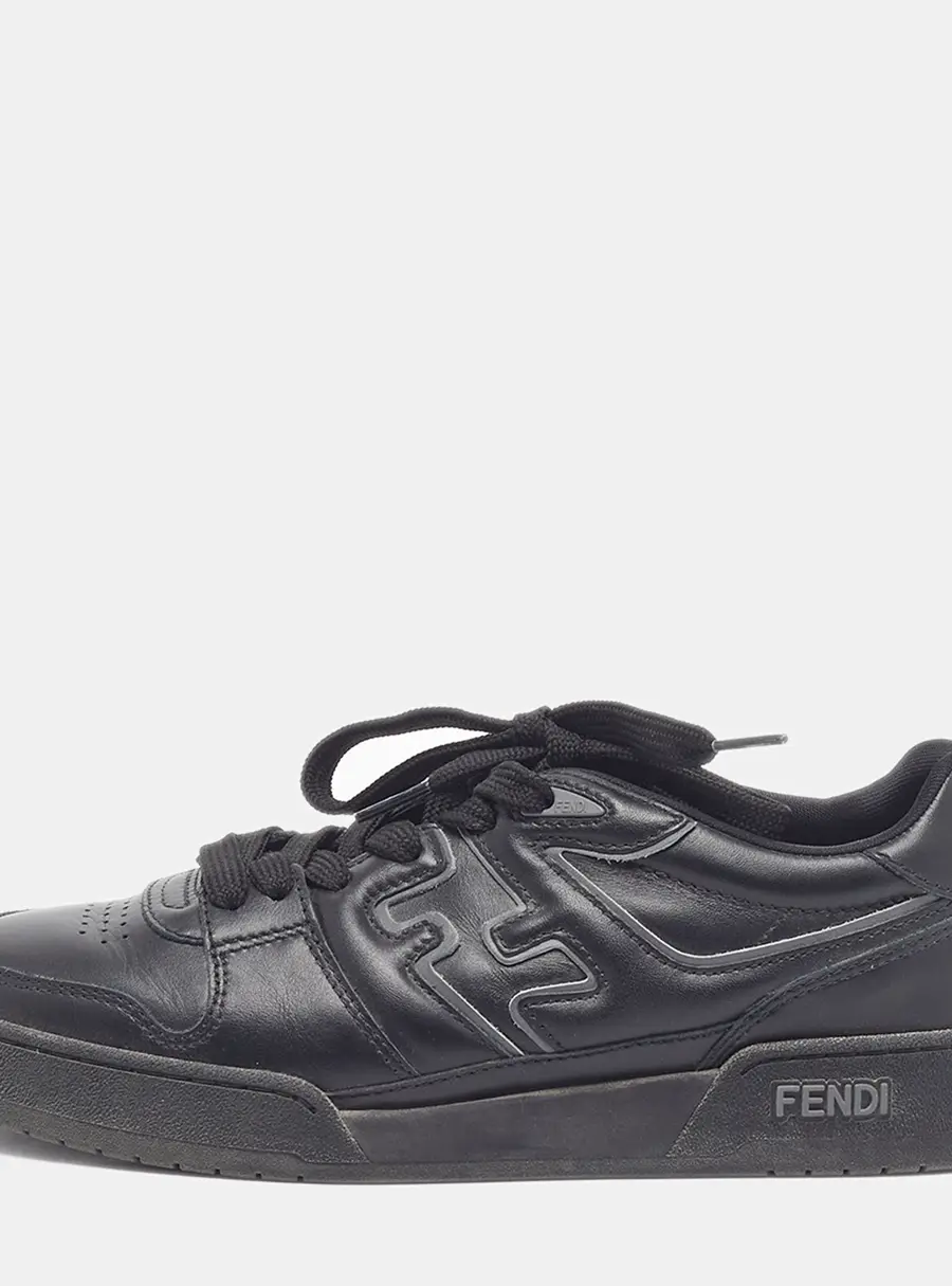 Fendi Match Size 38 Black Leather Low Top Sneakers
