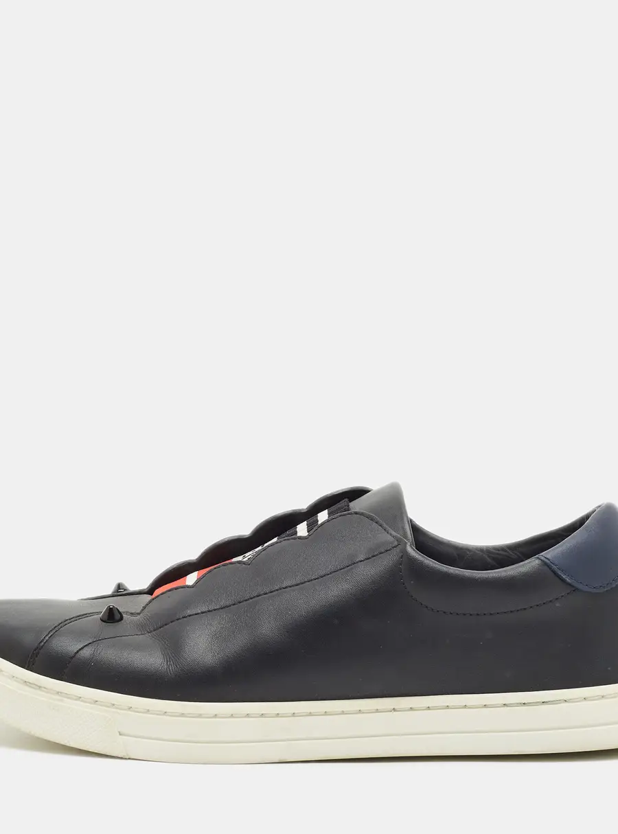 Fendi Rockoko Size 38 Tricolor Leather Slip On Sneakers