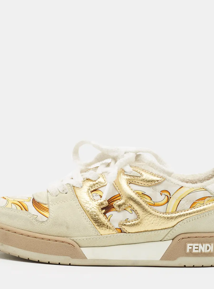 Fendi x Versace Size 40 Multicolor Fabric, Leather and Suede Low Top Sneakers