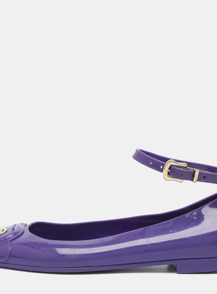 Fendi Size 40 Purple Jelly Peep Toe Ballet Flats